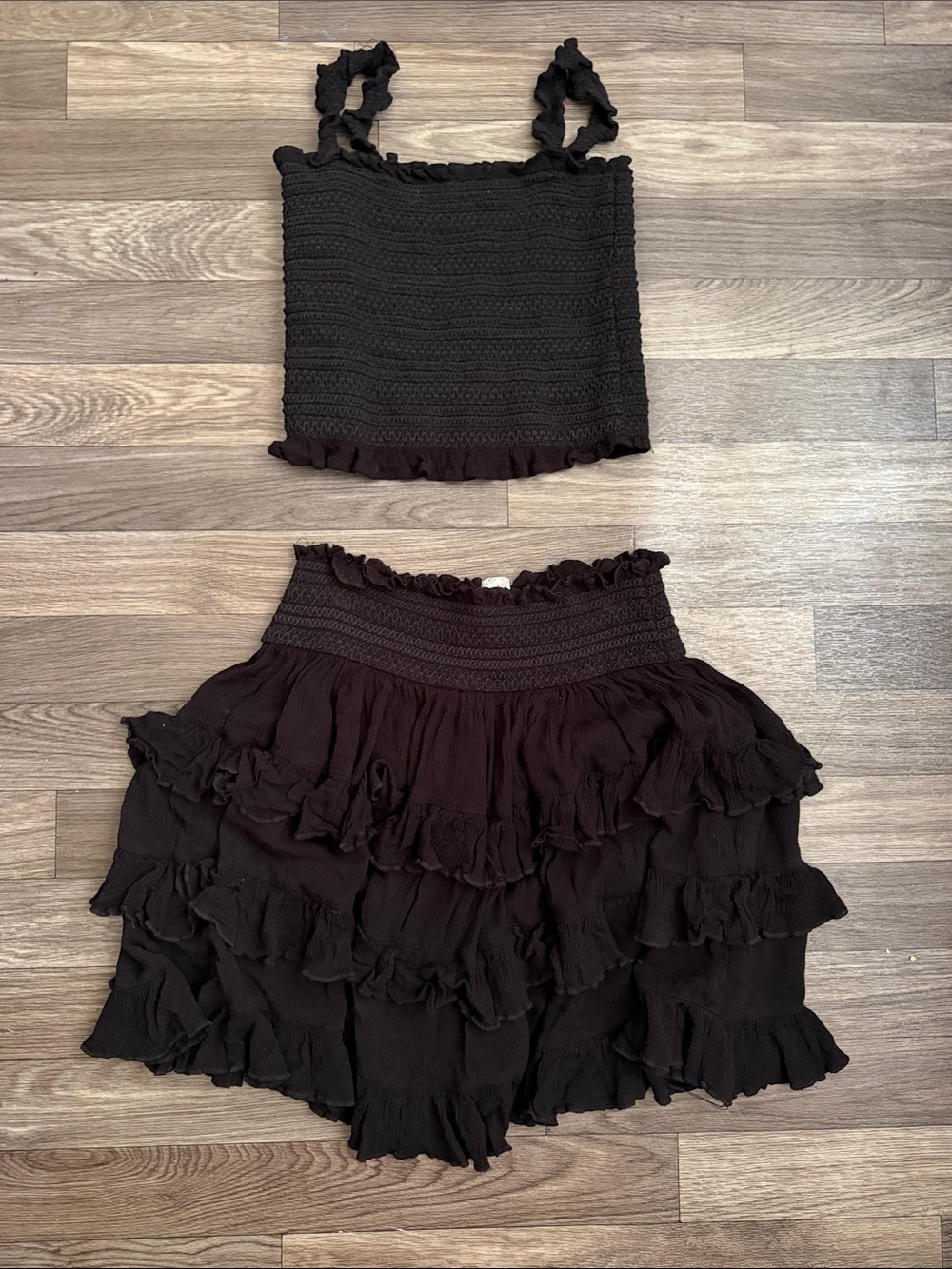 Black Ruffle Tiered Tank and Skirt - Women